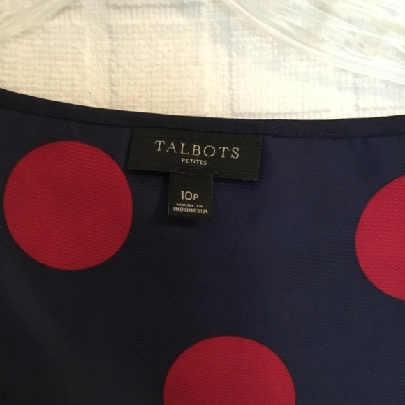Talbots Sleeveless Red Polka Dot Top Navy/ Red Size 10P - Picture 3 of 4